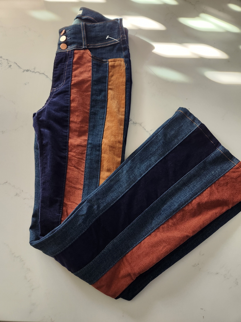 NWOT Altar'd State Flare Jeans Multi Colored Striped Bohemian Festival sz 25x31 - Picture 8 of 10
